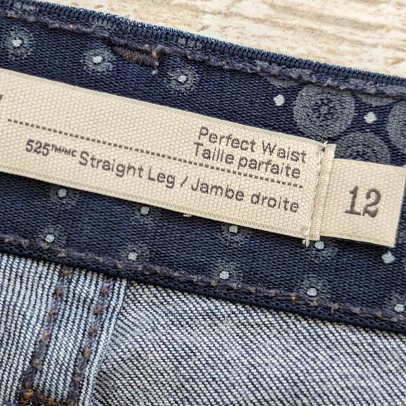 Short Levis 525 Perfect Waist / straight leg blue jeans W33/L27 - Picture 5 of 8